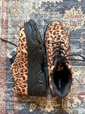Leopard Print Platform Sneakers - Black Soles